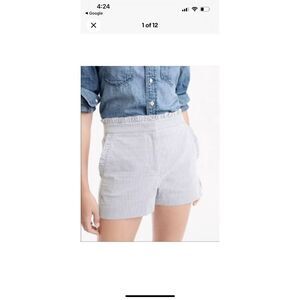 J.Crew Seersucker Pinstripe Shorts Sz 4 Ruffles